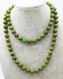 Agate Green Round 10mm Necklace 35inch Nature Beads Xmas Gift