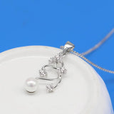 Temperament Female Silver Necklace Zircon Pearl Pendant