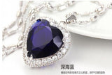 Love Heart Crystal 925 Sterling Silver Pendant Necklace