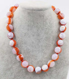 Red Agate Faceted 15-16mm Beads Necklace 18 inch