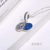 925 Silver Necklace Round Board Pendant Chain