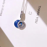 925 Silver Necklace Round Board Pendant Chain