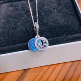 925 Silver Necklace Round Board Pendant Chain