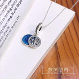 925 Silver Necklace Round Board Pendant Chain