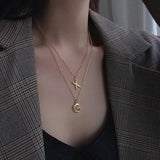 925 Sterling Silver Round Initial Alphabet Necklace Punk Statement Chain