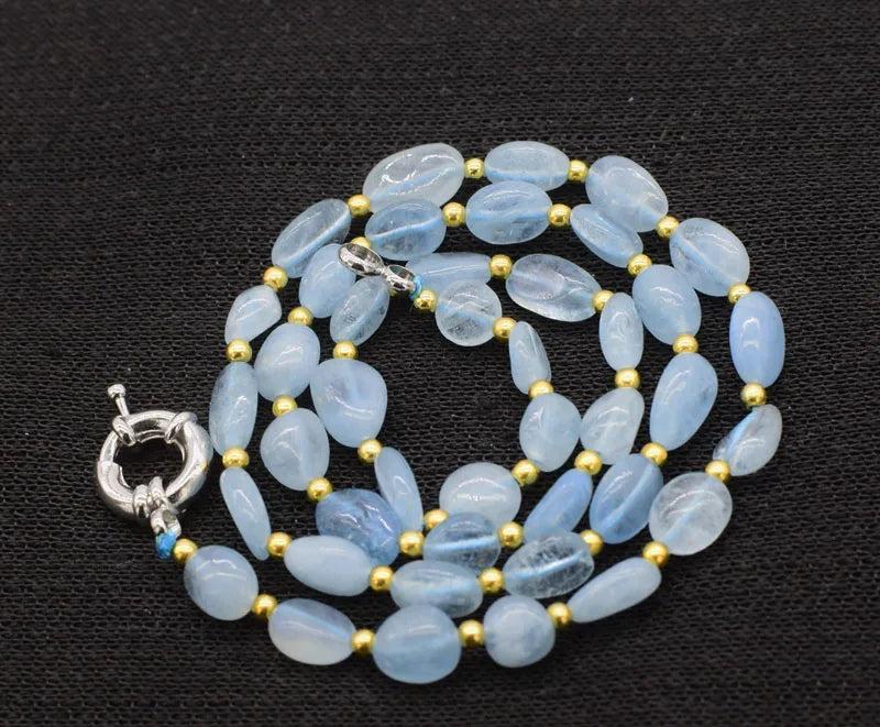 Aquamarine Baroque Beads Necklace 19 Inch
