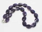 Amethyst Flat Oval Faceted Necklace 17in Nature Beads