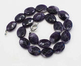 Amethyst Flat Oval Faceted Necklace 17in Nature Beads
