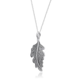 925 Silver Oak Leaf Pendant Necklace with CZ
