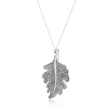 925 Silver Oak Leaf Pendant Necklace with CZ