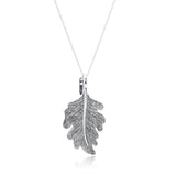 925 Silver Oak Leaf Pendant Necklace with CZ