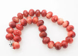 Pink Red Jade Roundel 12x16mm Necklace 17in