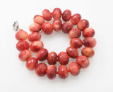 Pink Red Jade Roundel 12x16mm Necklace 17in