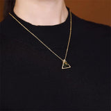 Natural Perot Amber Triangle Pendant + Chain 925 Silver
