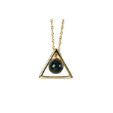 Natural Perot Amber Triangle Pendant + Chain 925 Silver