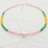 Mutil Choker Necklace Gemstone Baroque Pearl 925 Sterling Silver Boho Jewelry