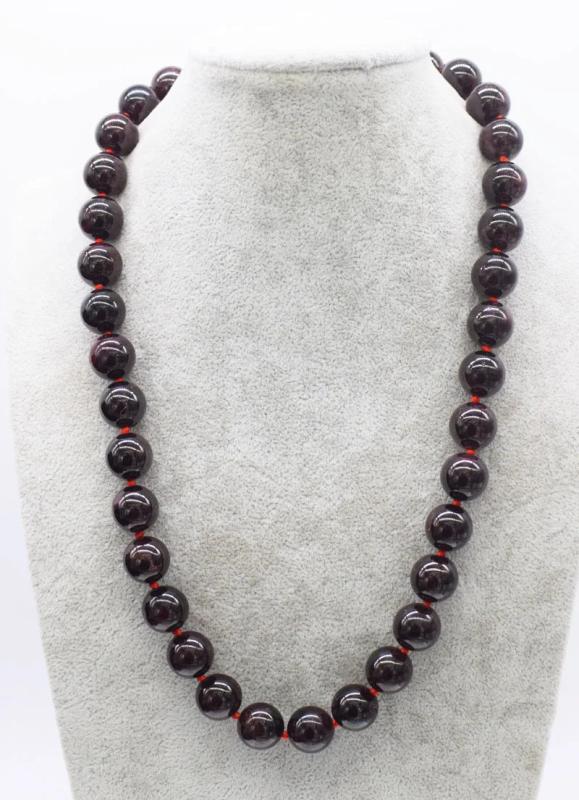 Red Garnet Round 14mm Necklace 18inch Nature Beads Amazing Xmas
