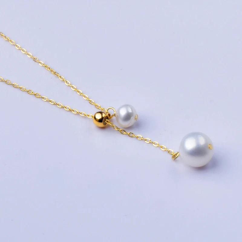 Freshwater Pearl Necklace 14K Plated Choker Adjustable Party Gift Women