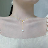 Freshwater Pearl Necklace 14K Plated Choker Adjustable Party Gift Women