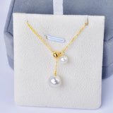 Freshwater Pearl Necklace 14K Plated Choker Adjustable Party Gift Women