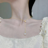 Freshwater Pearl Necklace 14K Plated Choker Adjustable Party Gift Women