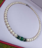 Noble Red Green Jade & Pearl Necklace DIY Women Hot Jewelry