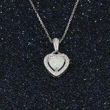 925 Silver Opal Heart Pendant Necklace for Women