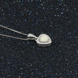 925 Silver Opal Heart Pendant Necklace for Women