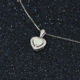 925 Silver Opal Heart Pendant Necklace for Women