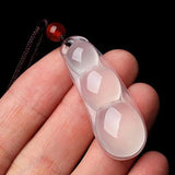 Natural Jade Gemstone Pendant Necklace with Rope Chain