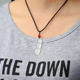Natural Jade Gemstone Pendant Necklace with Rope Chain