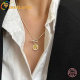 Smiling Face Round Pendant Necklace S925 Sterling Silver
