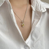 Smiling Face Round Pendant Necklace S925 Sterling Silver