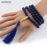 Lapis Stone Islamic Muslim Rosary Bracelet 99 Beads 6-10mm