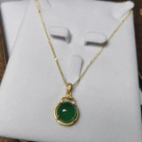 Vintage Chinese Green Jade 925 Silver Necklace for Women