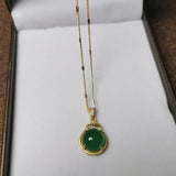 Vintage Chinese Green Jade 925 Silver Necklace for Women