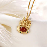 Fairy Tale Castle Necklace 925 Silver Pearl Agate Zircon Jewelry