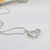 925 Silver Heart Pendant Chokers Necklace Original Silver Chain 46-51CM