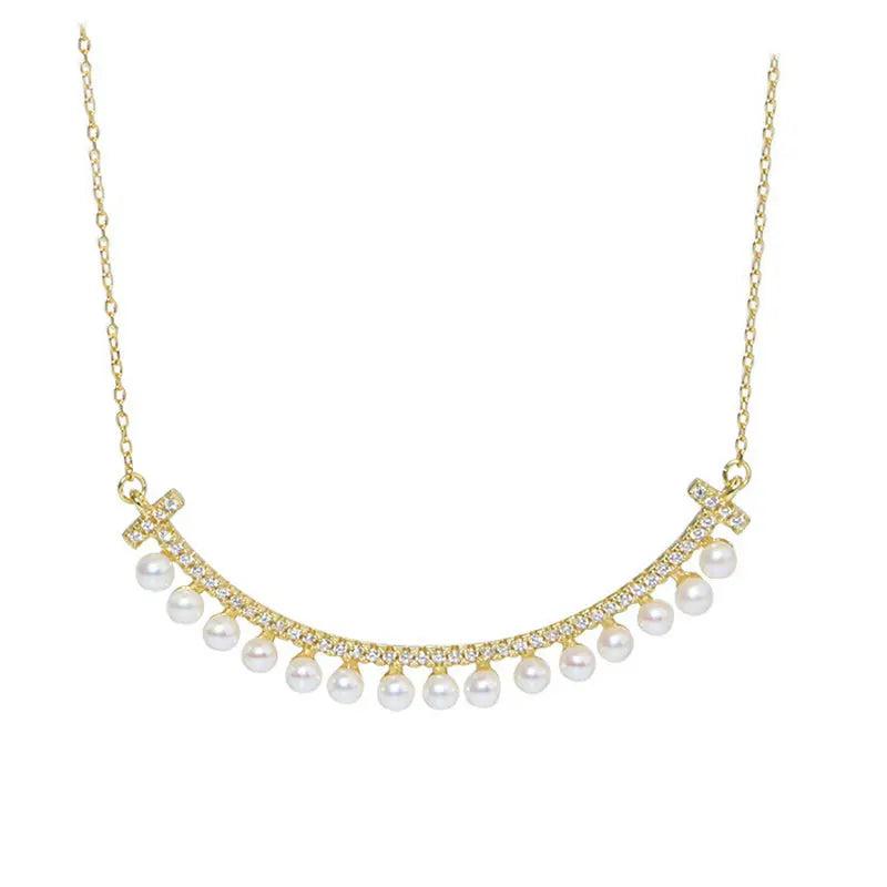 Sinzry 18K plated Smiling Pearl Choker Necklace