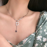 Letter M Chain Necklace Female 925 Sterling Silver Short All-match