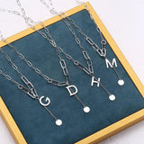 Letter M Chain Necklace Female 925 Sterling Silver Short All-match