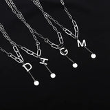 Letter M Chain Necklace Female 925 Sterling Silver Short All-match
