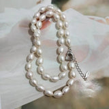 Rice Pearl Choker Necklace with Extension Clasp
