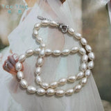 Rice Pearl Choker Necklace with Extension Clasp