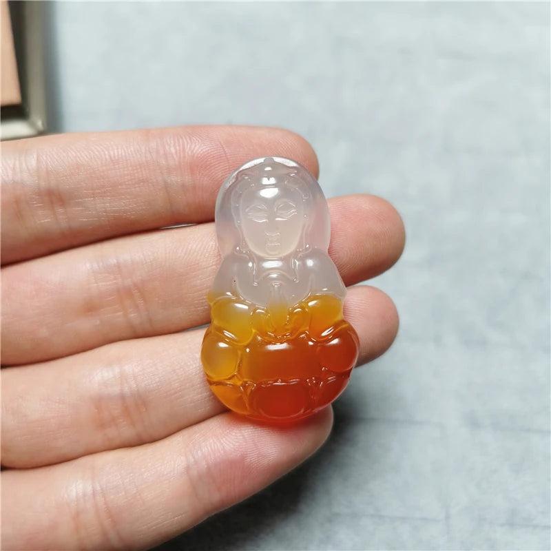Classic Natural Jade Guanyin Pendant Necklace Hand Carved Gemstone Prayer