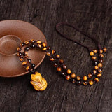 Yellow Animal Jade Pendant Charm Necklace Hand-Carved Jewelry