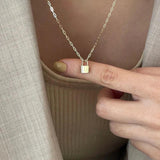 925 Silver Solid Lock Pendant Necklace for Women Girls