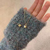 925 Silver Solid Lock Pendant Necklace for Women Girls