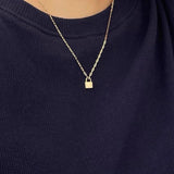 925 Silver Solid Lock Pendant Necklace for Women Girls