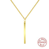 S925 Silver Necklace Geometric Rectangle Pendant Chain for Women